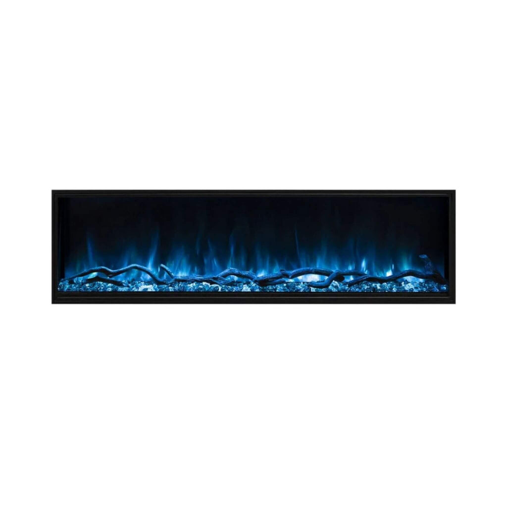 Modern Flames Landscape Pro Slim 68-Inch Built-In Linear Electric Fireplace [LPS-6814] (SAK32109) - Saksby Wholesale - Blue Flames and Logs View