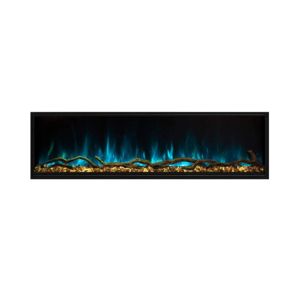 Modern Flames Landscape Pro Slim 68-Inch Built-In Linear Electric Fireplace [LPS-6814] (SAK32109) - Saksby Wholesale - Blue Flames and Brown Logs View