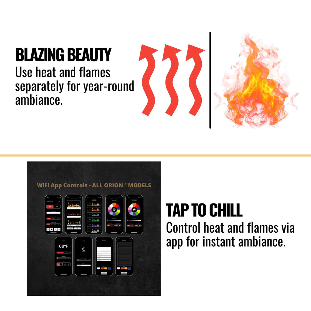 Modern Flames Orion Multi 100-Inch Heliovision Multi-Sided Electric Fireplace [OR100-MULTI] (SAK38017) - Saksby Wholesale - Features View