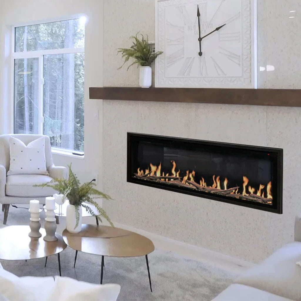 Modern Flames Orion Slim 100-Inch Heliovision Single-Sided Fireplace [OR100-SLIM] (SAK95432) - Saksby Wholesale - White Living Room View