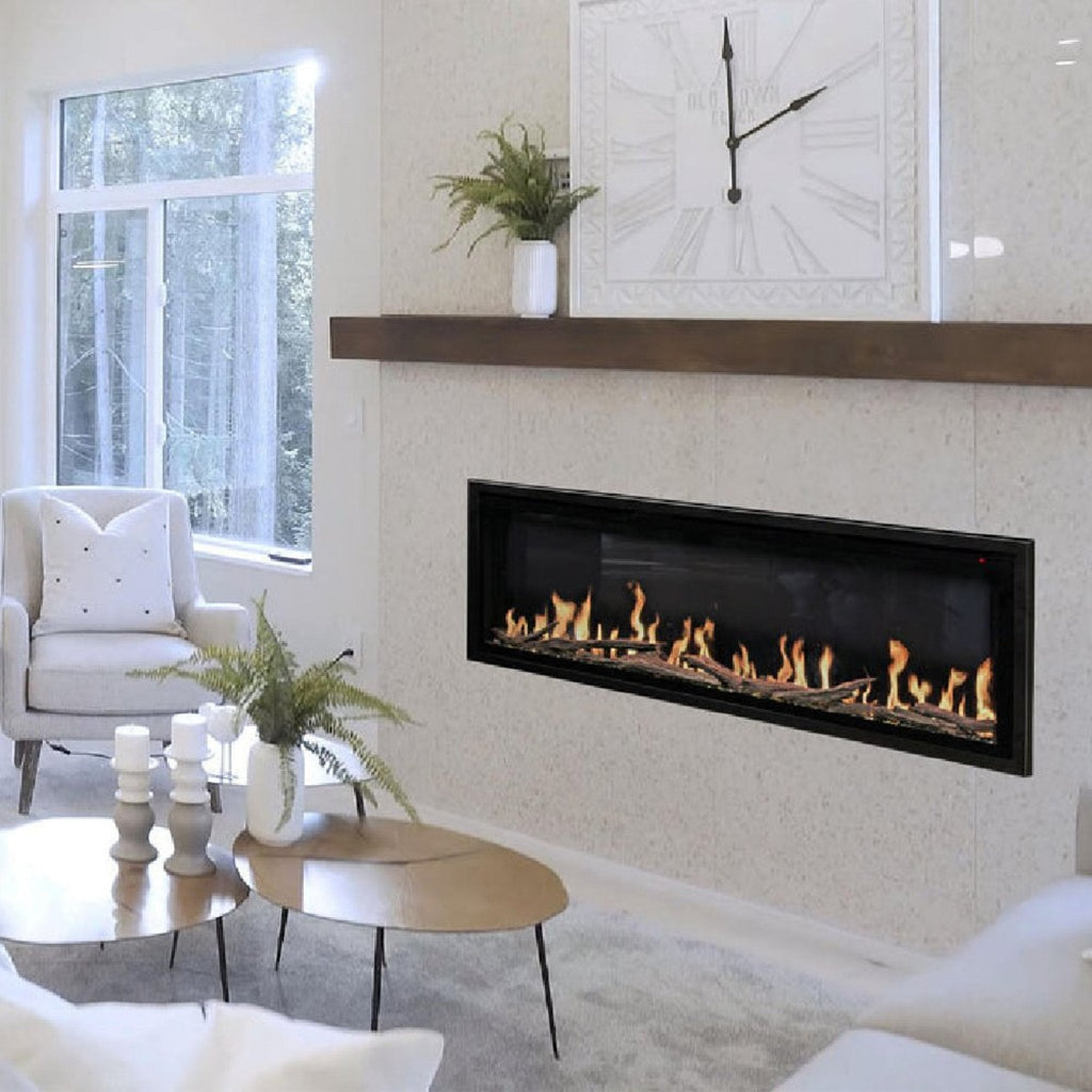 Modern Flames Orion Slim 60-Inch Heliovision Single-Sided Electric Fireplace [OR60-SLIM] (SAK73157) - Saksby Wholesale - Mounted On White Wall Lifestyle View