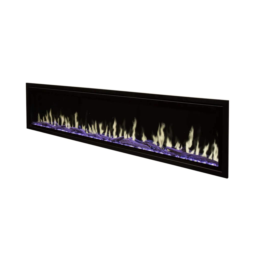 Modern Flames Orion Slim 60-Inch Heliovision Single-Sided Electric Fireplace [OR60-SLIM] (SAK73157) - Saksby Wholesale - Yellow Flames With Purple Logs View