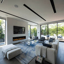 Modern Flames Orion Slim 76-Inch Heliovision Single-Sided Electric Fireplace [OR76-SLIM] (SAK41935) - Saksby Wholesale - White Living Room View