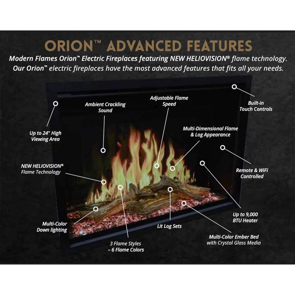 Modern Flames Orion Traditional 30-Inch Heliovision Electric Fireplace [OR30-TRAD] (SAK53719) - Saksby Wholesale - Advanced Features