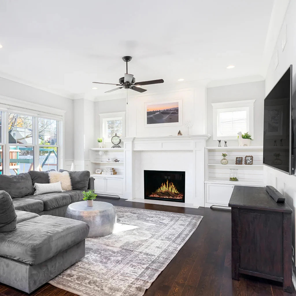 Modern Flames Orion Traditional 30-Inch Heliovision Electric Fireplace [OR30-TRAD] (SAK53719) - Saksby Wholesale - Lifestyle Image In Living Room