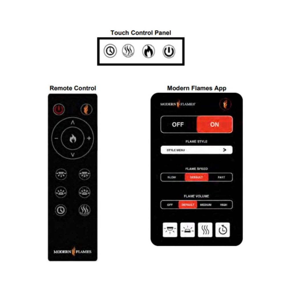 MODERN FLAMES ORION TRADITIONAL 30" Heliovision Electric Fireplace [OR30-TRAD] - Saksby Wholesale - Remote Control and App View