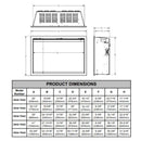 Modern Flames Orion Traditional 42-Inch Heliovision Electric Fireplace [OR42-TRAD] (SAK83765) - Saksby Wholesale - Dimensions View