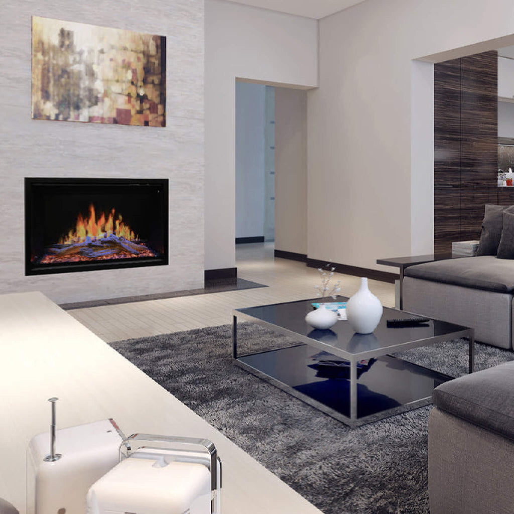 Modern Flames Orion Traditional 54-Inch Heliovision Electric Fireplace [OR54-TRAD] (SAK74620) - Saksby Wholesale - Living Room View Wall-Mounted With Painting