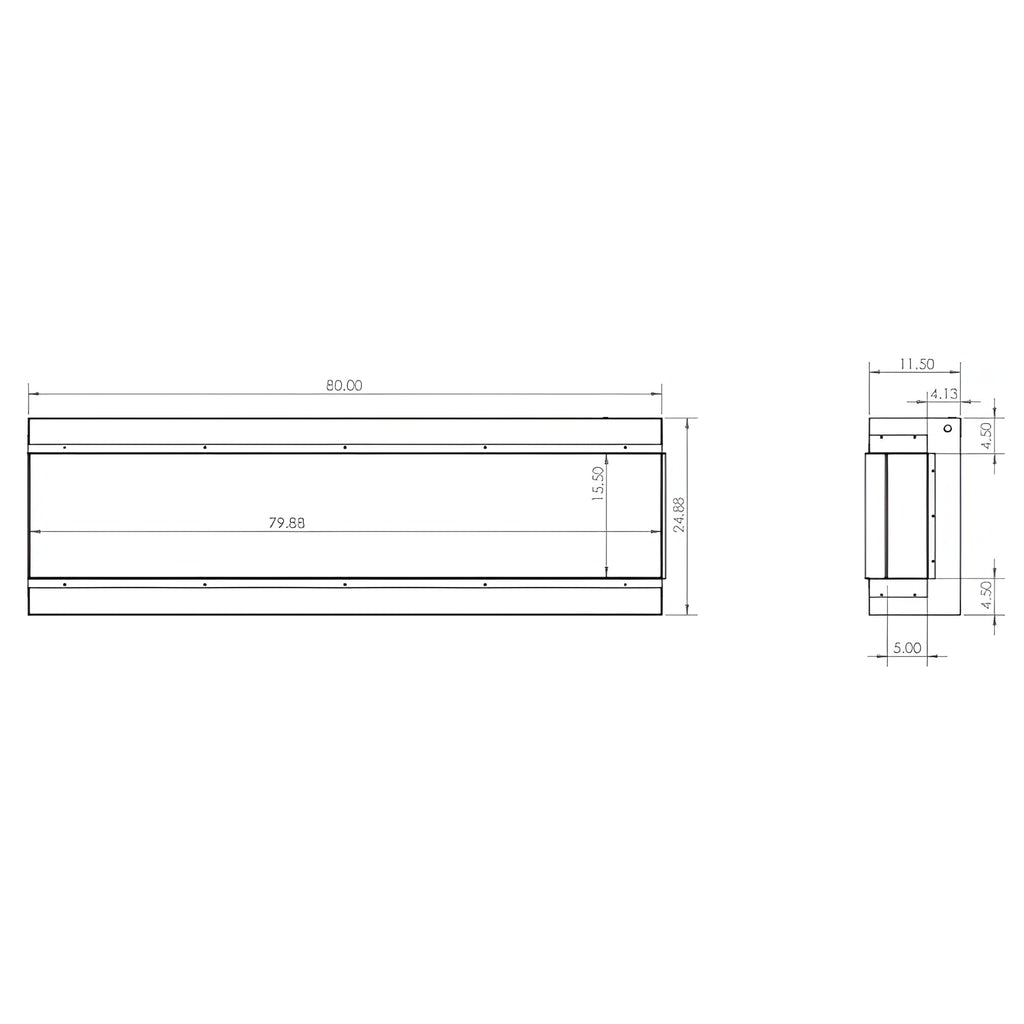 Modern Flames Redstone 42-Inch Built-In Traditional Electric Fireplace [RS-4229] (SAK97326) - Saksby Wholesale - Top & Side View Dimension