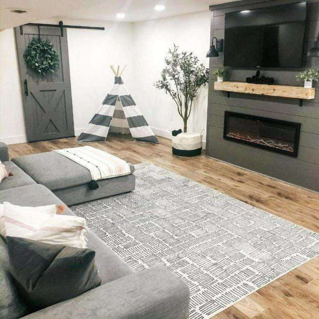 Modern Flames Spectrum Slimline 60-Inch Built-In Linear Electric Fireplace [SPS-60B] (SAK81537) - Saksby Wholesale - White And Gray Living Room View