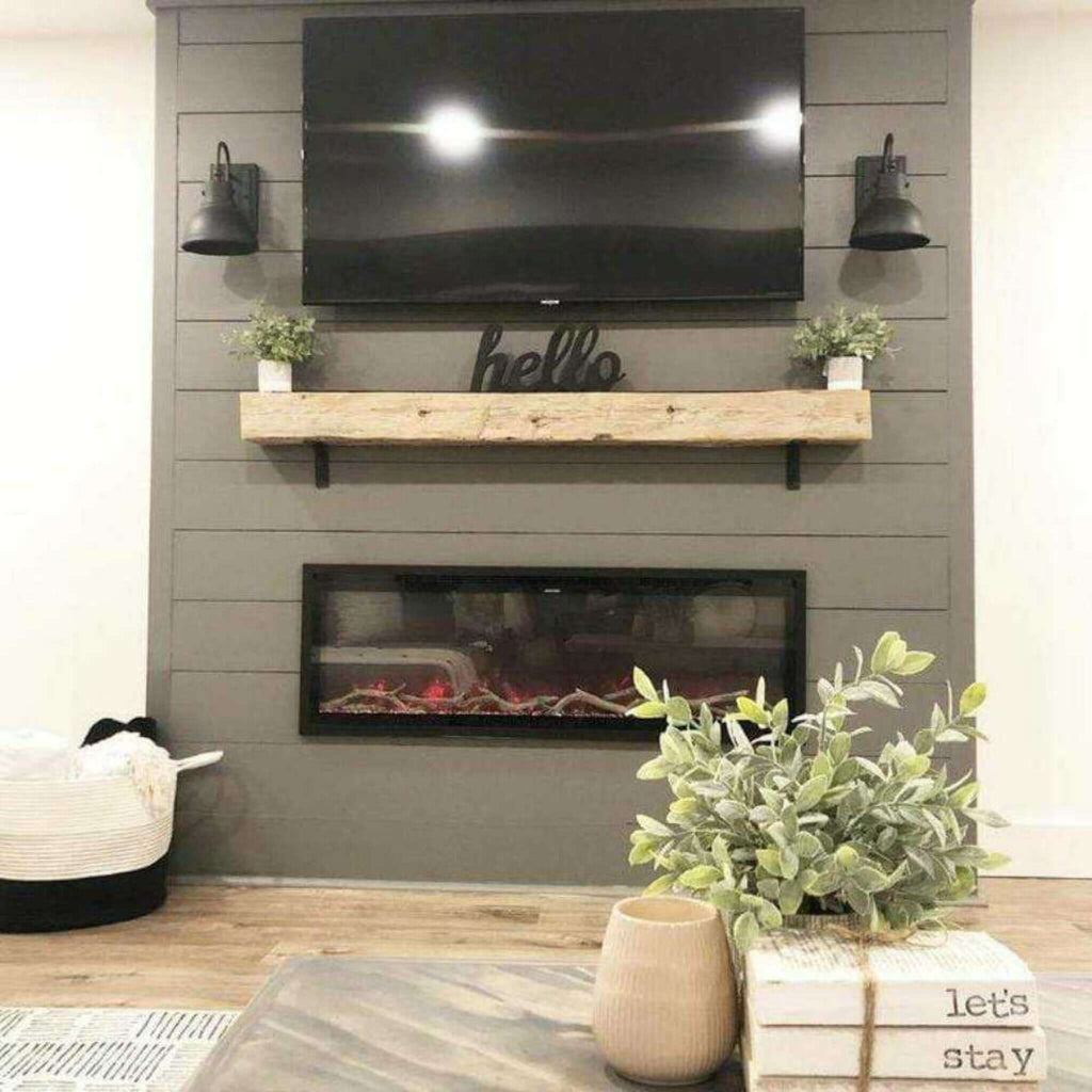 Modern Flames Spectrum Slimline 60-Inch Built-In Linear Electric Fireplace [SPS-60B] (SAK81537) - Saksby Wholesale - Green Living Room View