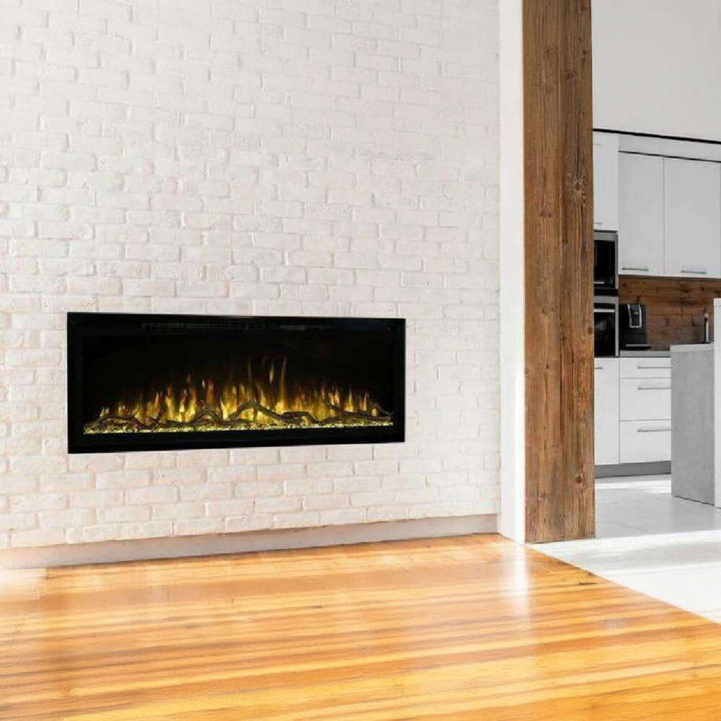 Modern Flames Spectrum Slimline 60-Inch Built-In Linear Electric Fireplace [SPS-60B] (SAK81537) - Saksby Wholesale - White Living Room View