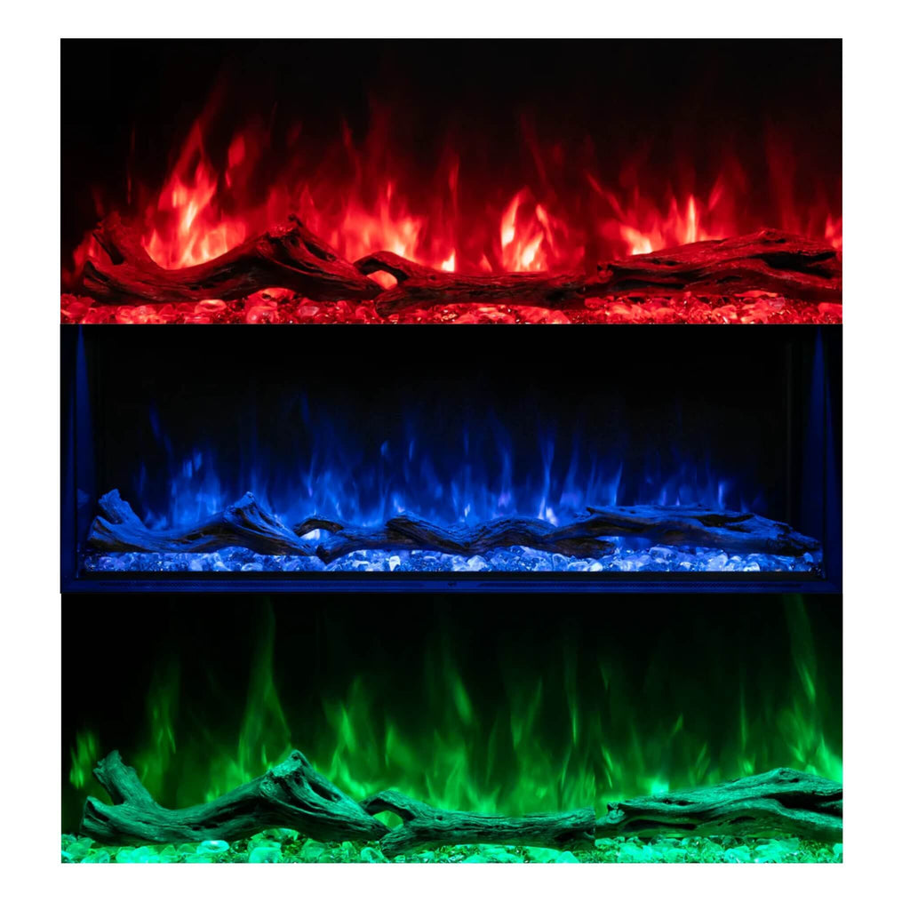 MODERN FLAMES LANDSCAPE PRO MULTI 44" Linear Multi-Sided Built-In Electric Fireplace [LPM-4416V2] SAKSBY - With Flames View