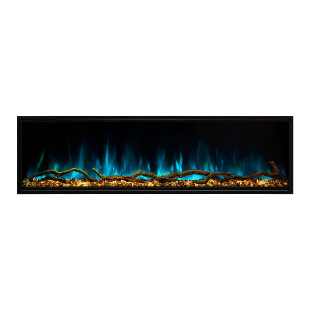 MODERN FLAMES LANDSCAPE PRO MULTI 56" Linear Multi-Sided Electric Fireplace With Hybrid Flame Technology [LPM-5616V2] SAKSBY - Blue and Yellow View