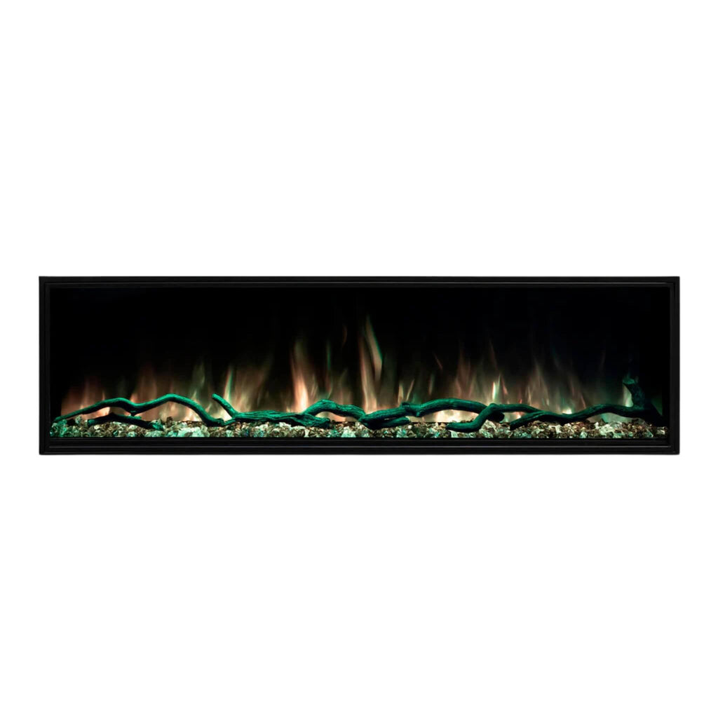 MODERN FLAMES LANDSCAPE PRO MULTI 56" Linear Multi-Sided Electric Fireplace With Hybrid Flame Technology [LPM-5616V2] SAKSBY - Yellow and Green View