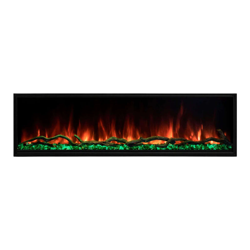 MODERN FLAMES LANDSCAPE PRO MULTI 56" Linear Multi-Sided Electric Fireplace With Hybrid Flame Technology [LPM-5616V2] SAKSBY - Green and Red View