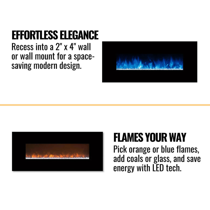 MODERN FLAMES AMBIANCE Built-In Electric Fireplace With LED Flame Technology,  60" [AL60CLX2-G] SAKSBY - Features View