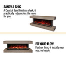 MODERN FLAMES LANDSCAPE PRO 80" Electric Fireplace Wall Mount Coastal Sand Studio Suite [WMC-80LPM-CS] SAKSBY - Features View