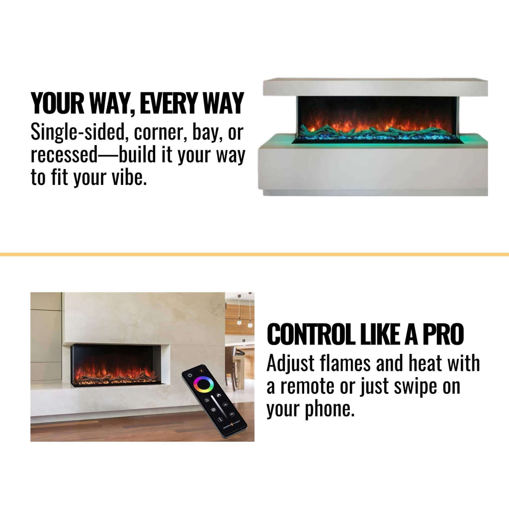 MODERN FLAMES LANDSCAPE PRO MULTI 44" Linear Multi-Sided Built-In Electric Fireplace [LPM-4416V2] SAKSBY - Features View