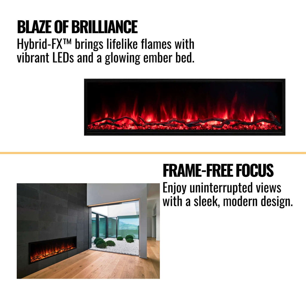 MODERN FLAMES LANDSCAPE PRO SLIM 56" Built-In Electric Fireplace With Wifi Control [LPS-5614] SAKSBY - Features View