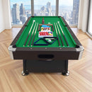 8FT Modern Green Felt Billiard Pool Table With Automatic Ball Return And Accessories (SAK24870) - Saksby Wholesale - Lifestyle Image In Living Room