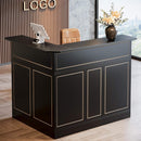 Modern L-Shaped Reception Desk With Storage Shelves (SAK81036) - Saksby Wholesale - Black Color In Lifestyle Image