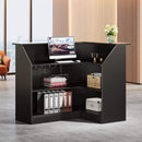 Modern L-Shaped Reception Desk With Storage Shelves (SAK81036) - Saksby Wholesale - Inner Back View In Lifestyle Image