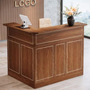 Modern L-Shaped Reception Desk With Storage Shelves (SAK81036) - Saksby Wholesale - Red Brown Color