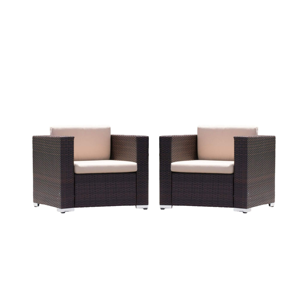 Modern Rattan Outdoor Water-Resistant Wicker Patio Chairs With Cushions [Set Of 2 PCS] (SAK76544) - Saksby Wholesale - Front View