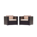 Modern Rattan Outdoor Water-Resistant Wicker Patio Chairs With Cushions [Set Of 2 PCS] (SAK76544) - Saksby Wholesale - Front View