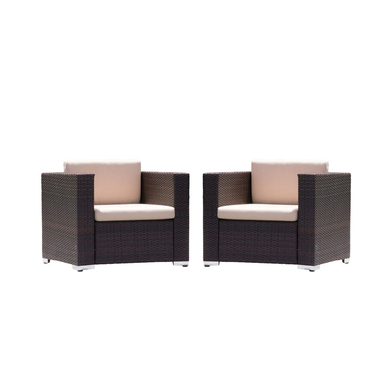 Modern Rattan Outdoor Water-Resistant Wicker Patio Chairs With Cushions [Set Of 2 PCS] (SAK76544) - Saksby Wholesale - Front View