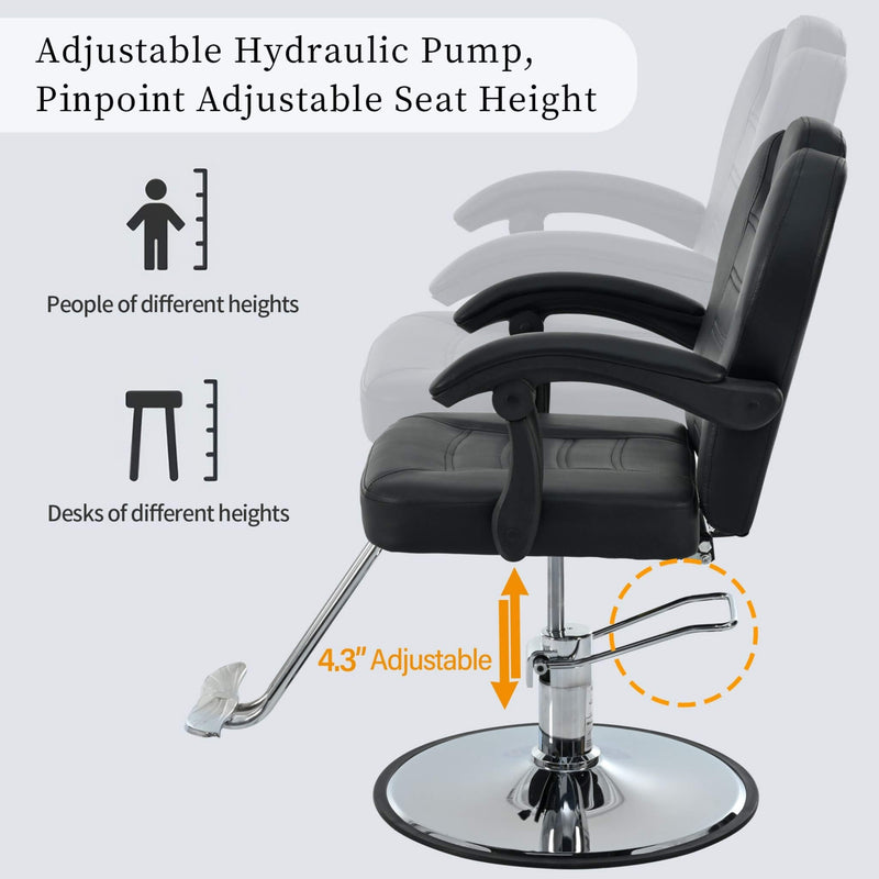 Modern Reclining Barber Chair With Adjustable Headrest And Hydraulic Pump (SAK62751) - Saksby Wholesale - Adjustable Hydraulic