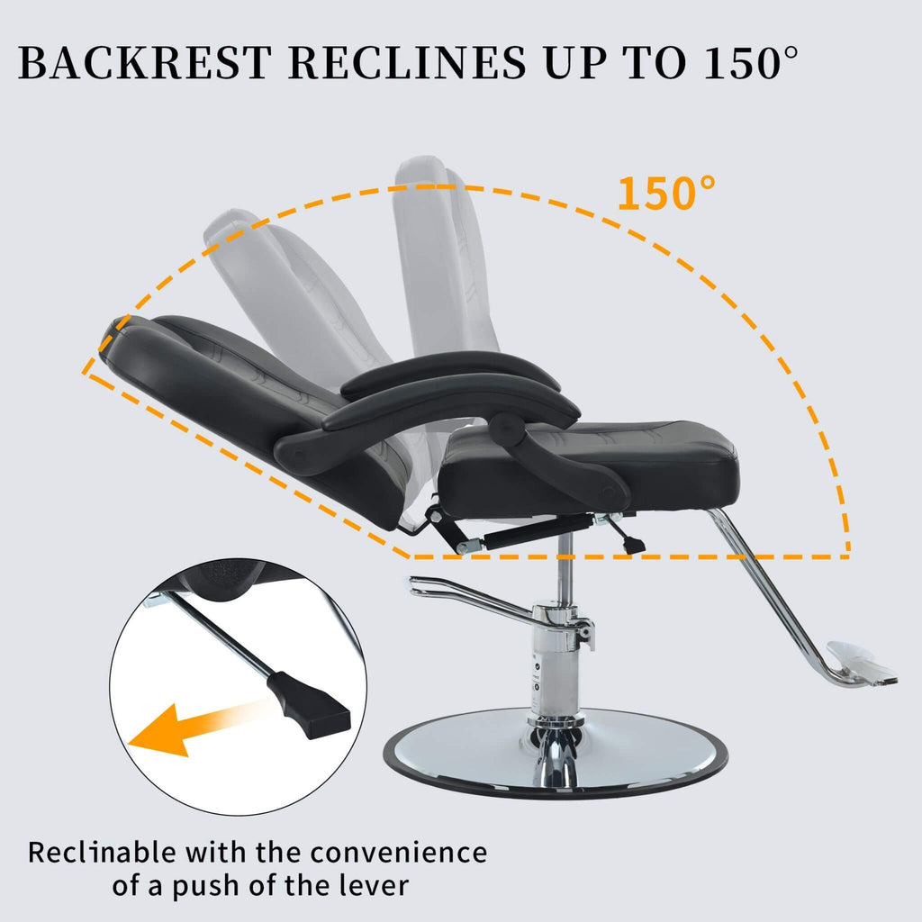 Modern Reclining Barber Chair With Adjustable Headrest And Hydraulic Pump (SAK62751) - Saksby Wholesale - Backrest Reclines