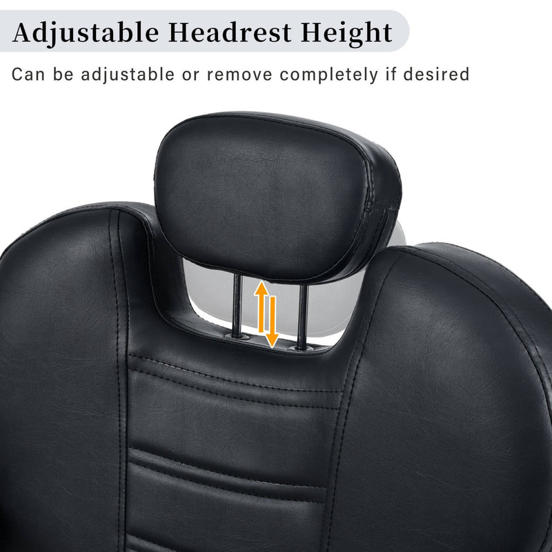 Modern Reclining Barber Chair With Adjustable Headrest And Hydraulic Pump (SAK62751) - Saksby Wholesale - Headrest Height