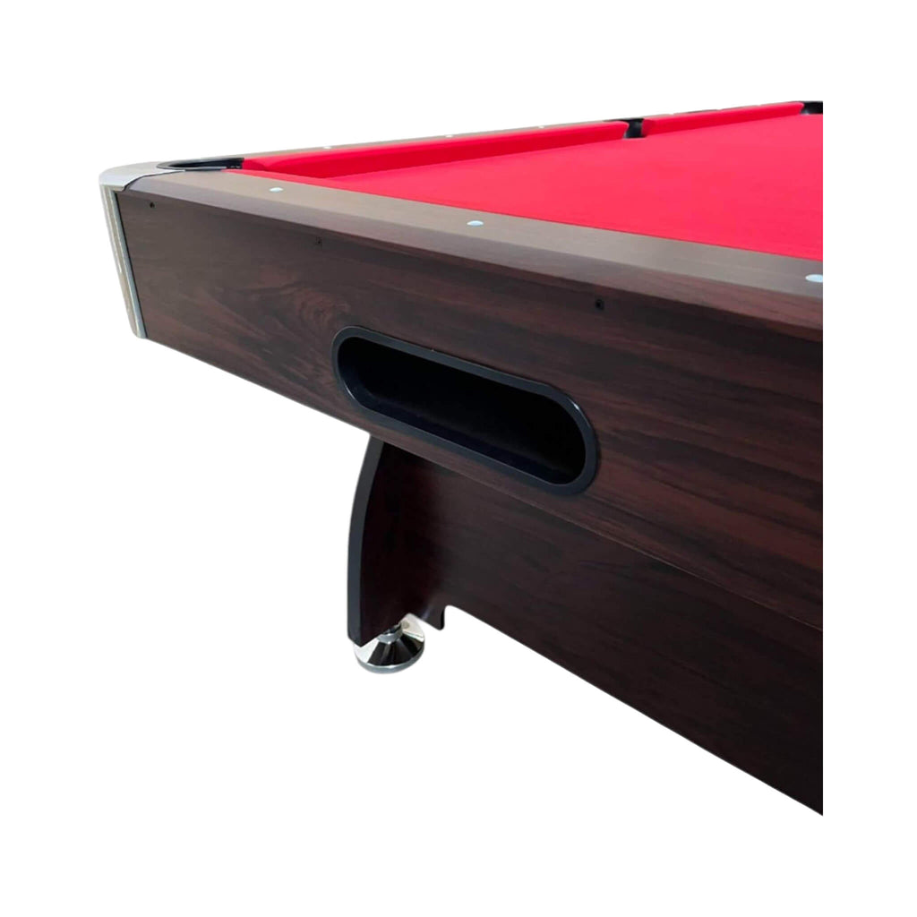 8FT Modern Red Felt Billiard Pool Table With Automatic Ball Return And Accessories (SAK76139) - Saksby Wholesale - Handle View