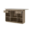 Modern Red Oak Home Bar Cabinet With Travertine Stone Top And Natural Rope Front (SAK72931) - Saksby Wholesale - Drawers View