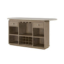 Modern Red Oak Home Bar Cabinet With Travertine Stone Top And Natural Rope Front (SAK72931) - Saksby Wholesale - Front Left View