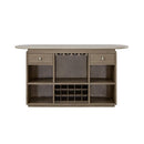 Modern Red Oak Home Bar Cabinet With Travertine Stone Top And Natural Rope Front (SAK72931) - Saksby Wholesale - Front Right  View