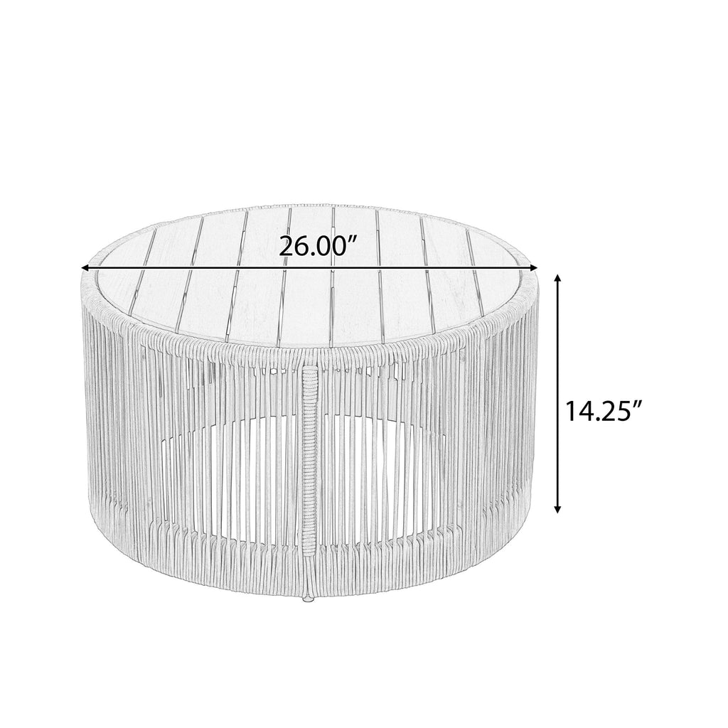 Modern Rustic Coffee Table & Side Table With Woven Rope Design (SAK56739) - Saksby Wholesale - Coffee Table Dimensions