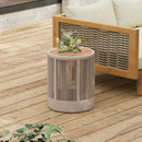 Modern Rustic Coffee Table & Side Table With Woven Rope Design (SAK56739) - Saksby Wholesale - Front VIew Side Table