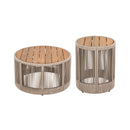 Modern Rustic Coffee Table & Side Table With Woven Rope Design (SAK56739) - Saksby Wholesale - In White Background