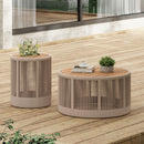 Modern Rustic Coffee Table & Side Table With Woven Rope Design (SAK56739) - Saksby Wholesale - Outdoor Lifestyle