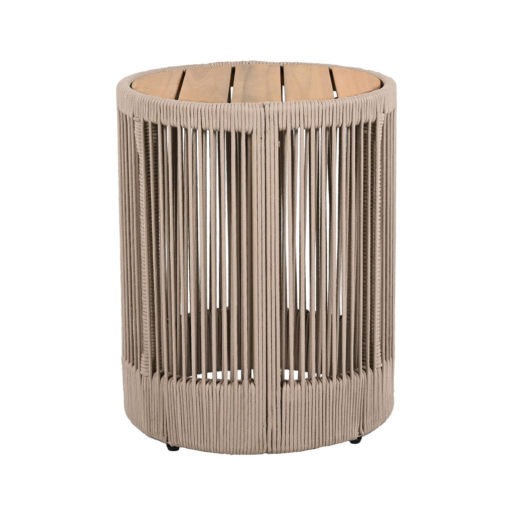 Modern Rustic Coffee Table & Side Table With Woven Rope Design (SAK56739) - Saksby Wholesale - Side Table Front View