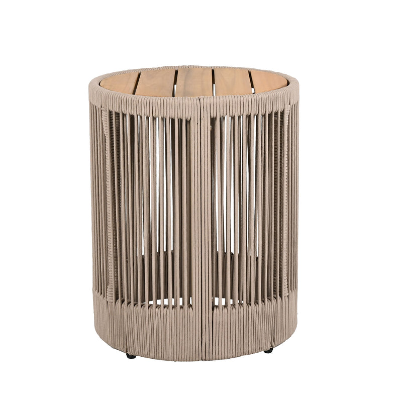 Modern Rustic Coffee Table & Side Table With Woven Rope Design (SAK56739) - Saksby Wholesale - Side Table Side VIew