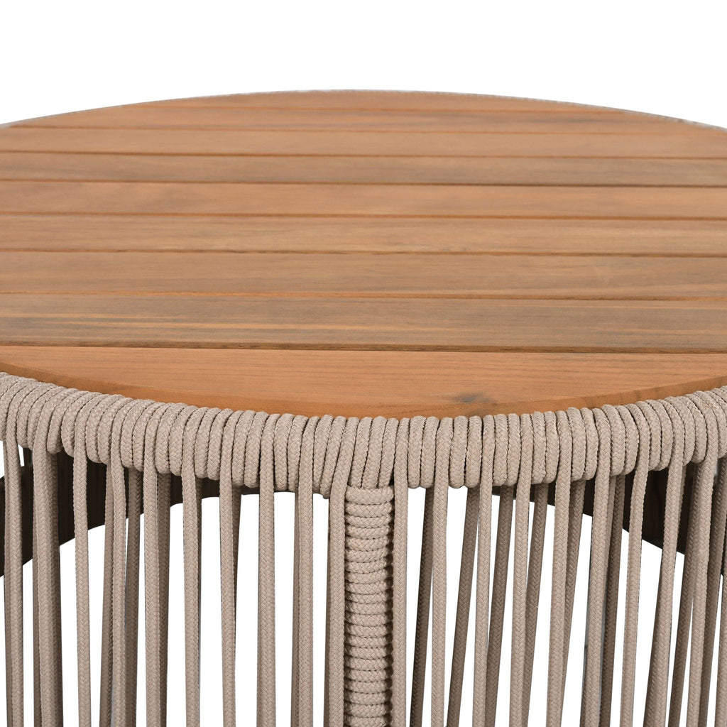 Modern Rustic Coffee Table & Side Table With Woven Rope Design (SAK56739) - Saksby Wholesale - Top View Focue