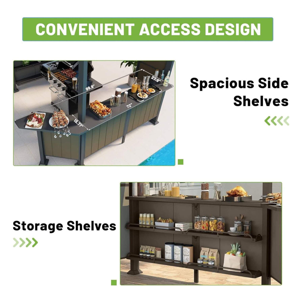 [09X10FT] Modern Slanted Hardtop Alloy Steel Grill Gazebo (SAK32687) - Saksby Wholesale - Shelves