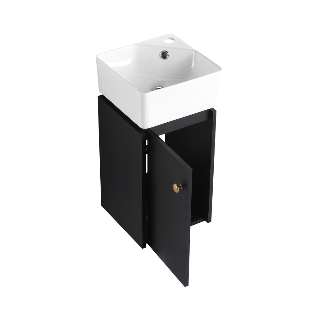 Nuvia Modern Wall-Mounted Bathroom Vanity With Ceramic Sink And Soft Close Door (SAK05214)