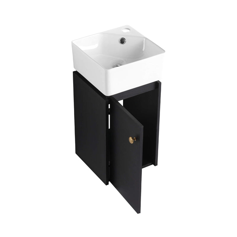 Nuvia Modern Wall-Mounted Bathroom Vanity With Ceramic Sink And Soft Close Door (SAK05214)