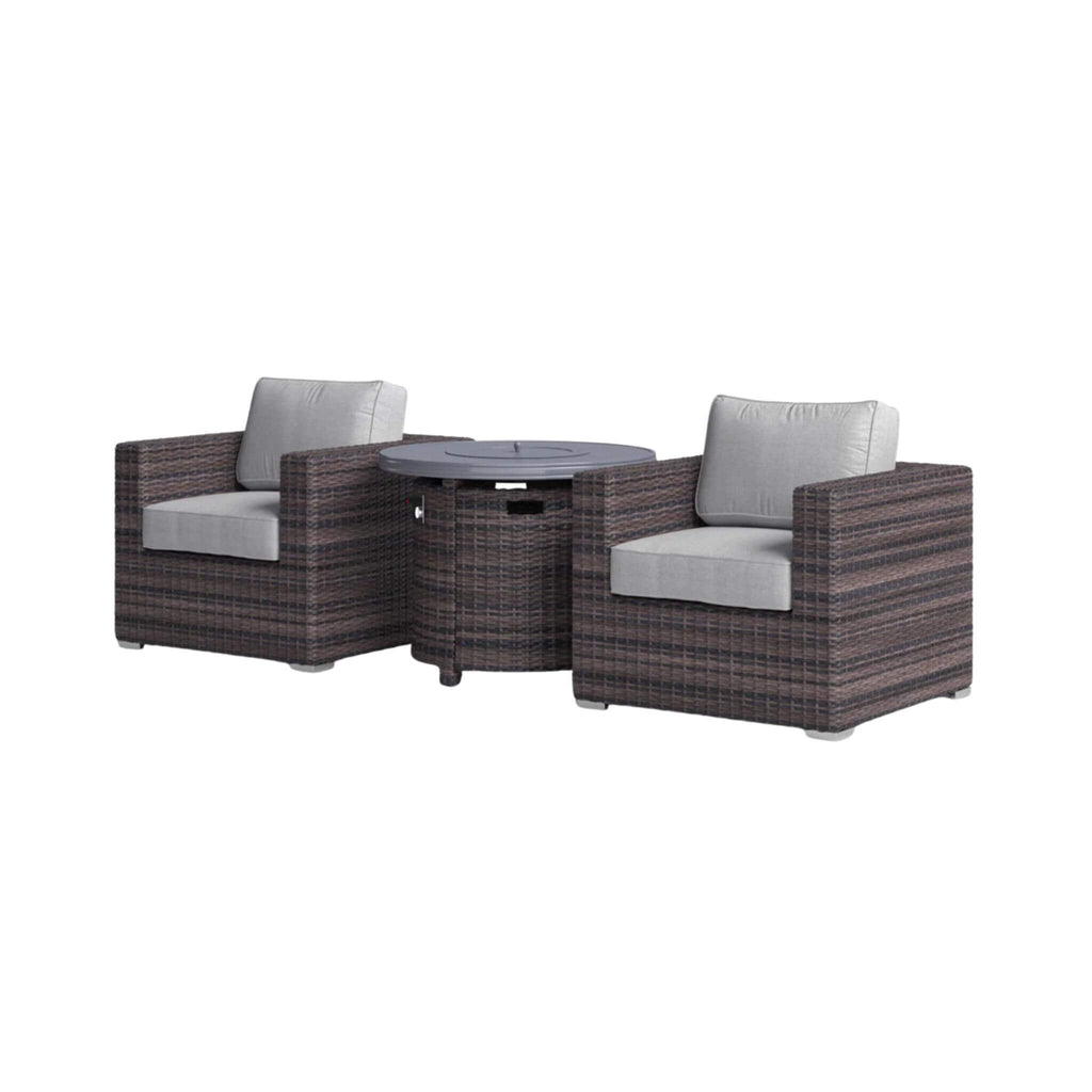 Modular 3-Piece Rattan Patio Sofa Set With Weather-Resistant Cushions (SAK75321) - Saksby Wholesale - Side View White Background