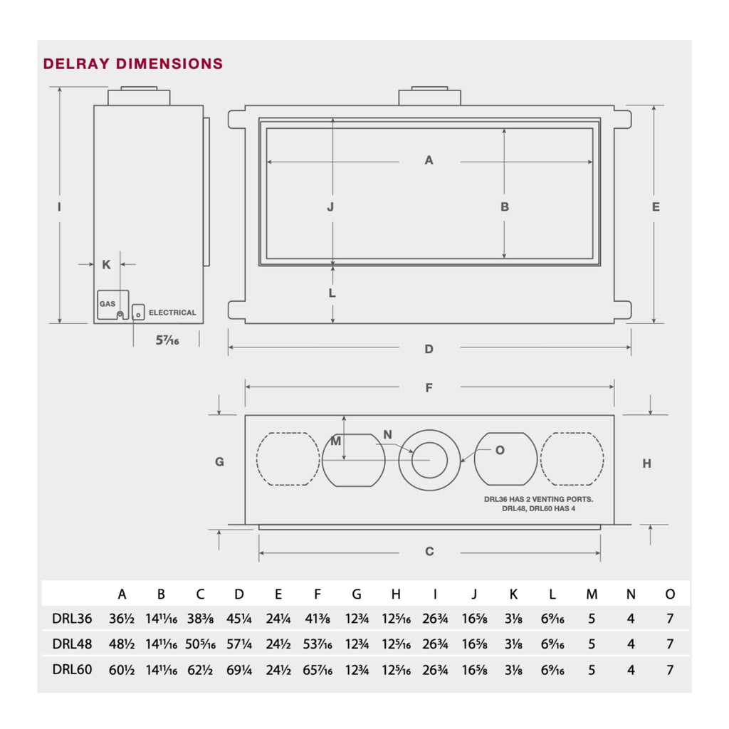 Montigo DelRay 48" Linear Direct Vent Gas Fireplace [DRL4813NI] (SAK56049) SAKSBY - Dimensions View